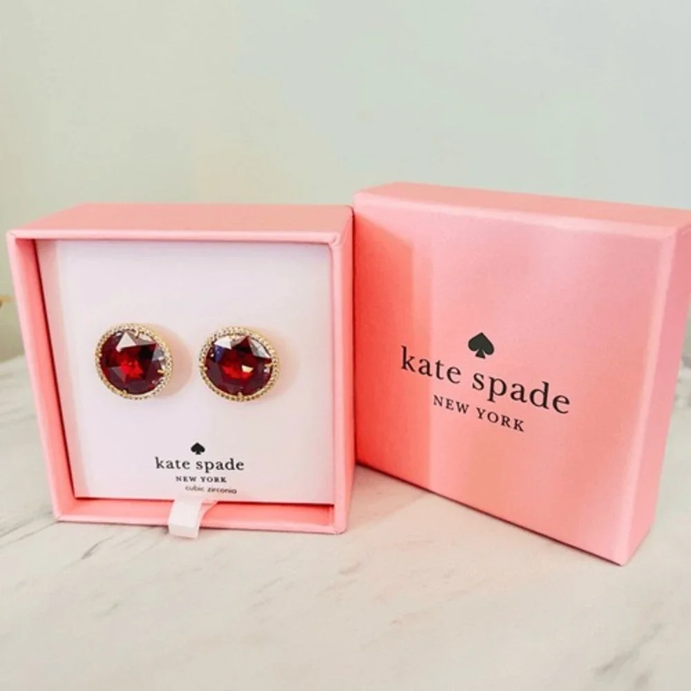 KATE SPADE NEW YORK she has spark halo studs earrings, Fuchsia/Purple,‎ NWT - Picture 2 of 12